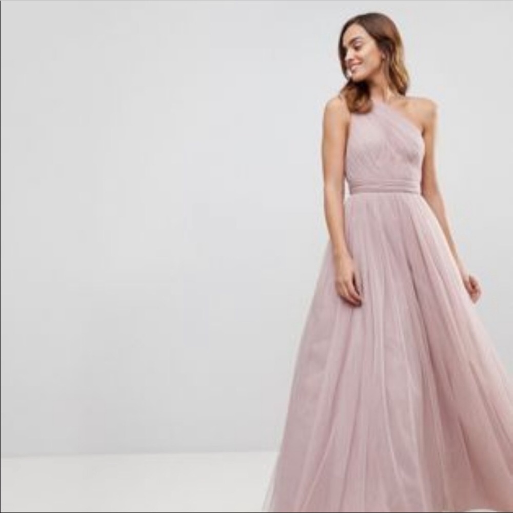 Pink one shoulder prom dress/bridesmaid dress